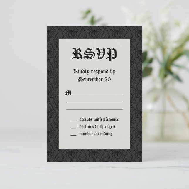 Elegant Skeletons Wedding RSVP Invitation (Standing Front)