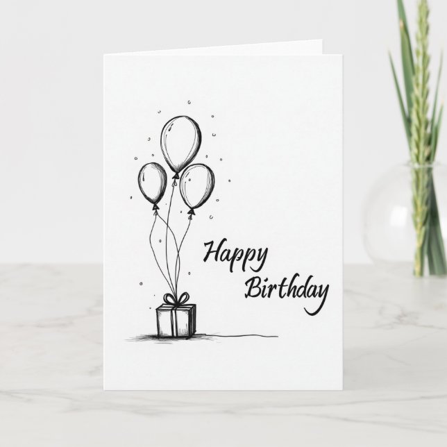 Elegant Sketch Birthday Card (Front)