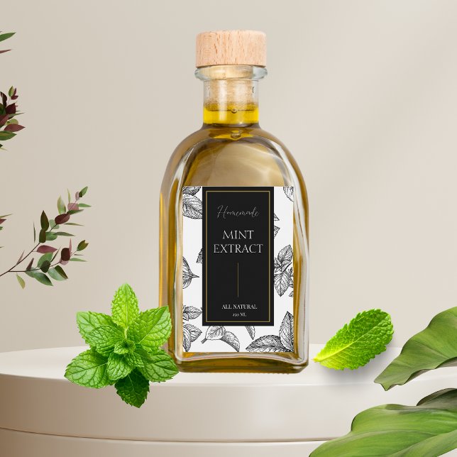 Elegant Sketch Homemade Mint Extract Label (Creator Uploaded)