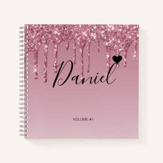 Elegant Sketchbook Your Name Script Baby Pink chic Notebook (Front)