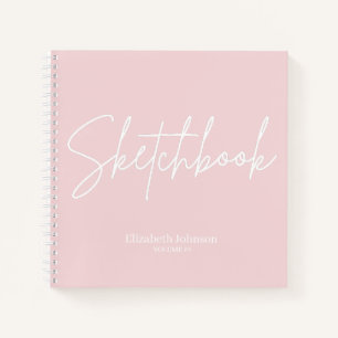 Elegant Sketchbook Your Name Script Blush Pink Notebook