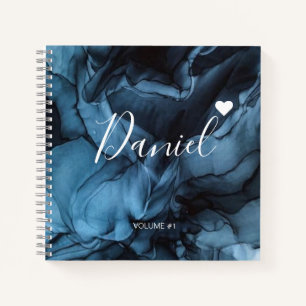 Elegant Sketchbook Your Name Script Marble chic Notebook