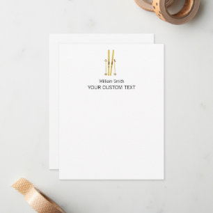 Elegant Ski Skier Personal Stationery  Card