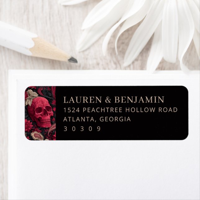 Elegant Skull and Floral Address Card (Insitu)