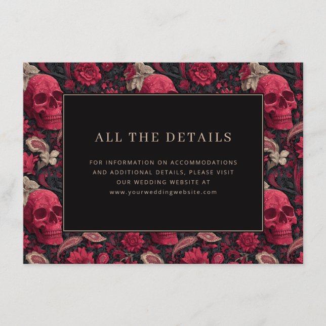 Elegant Skull and Floral Wedding Invitation (Front)