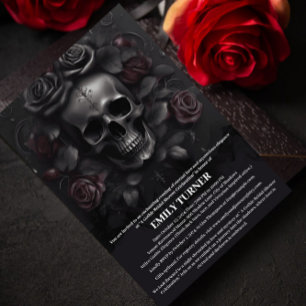 Elegant Skull & Dark Roses Gothic Bridal Shower Invitation