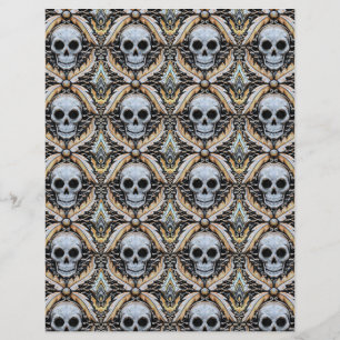 elegant skull halloween damask scrapbook paper