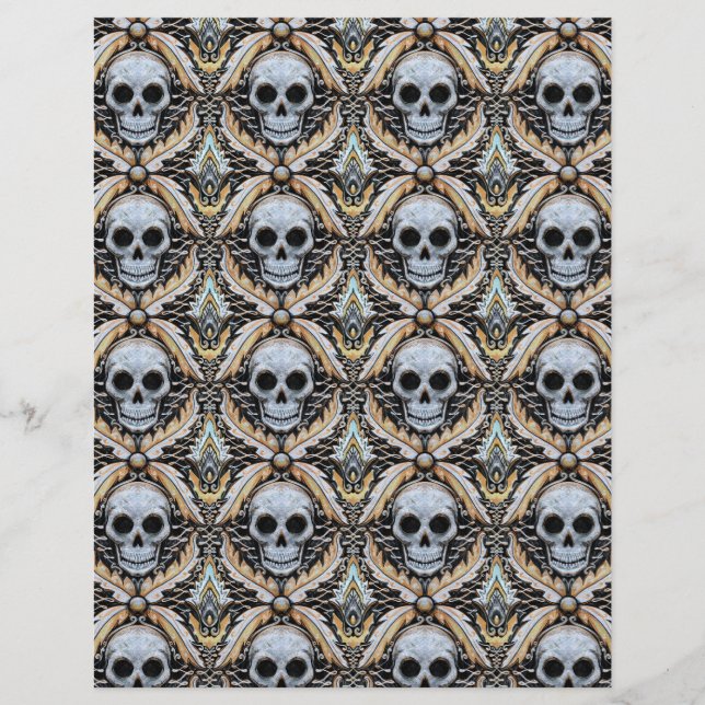 elegant skull halloween damask scrapbook paper (Front)
