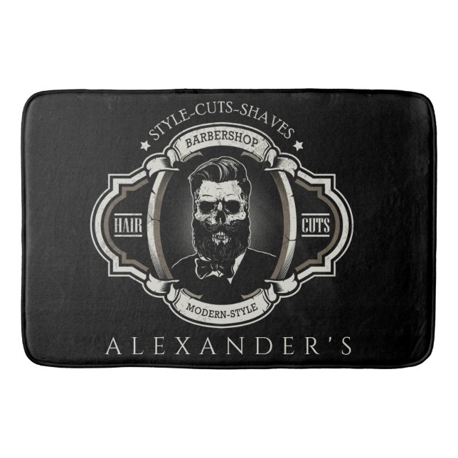 Elegant Skull Personalise Bath Mat (Front)