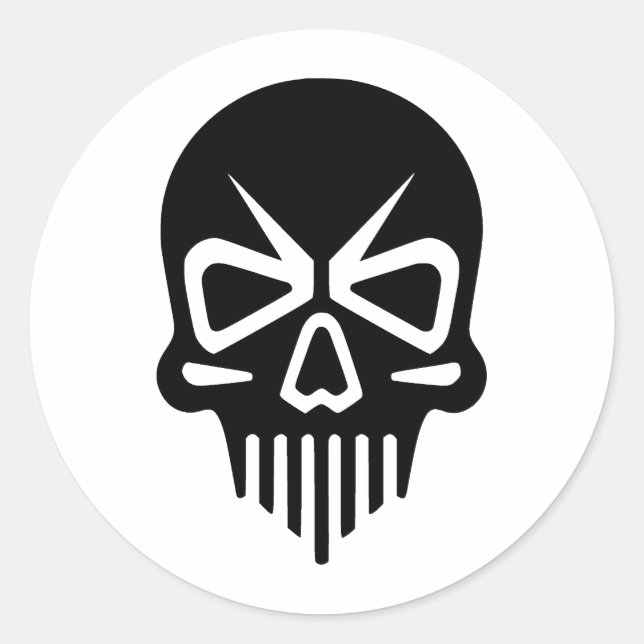 Elegant Skull Silhouette in Monochrome Classic Round Sticker (Front)