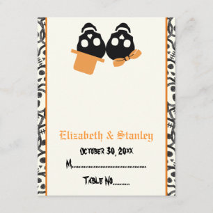Elegant skulls Halloween orange wedding place card