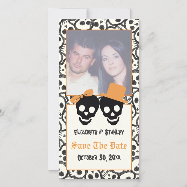 Elegant skulls Halloween wedding Save the Date (Front)