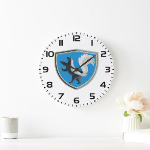 Elegant Skunk Emblem Wildlife Inspired Crest  Large Clock