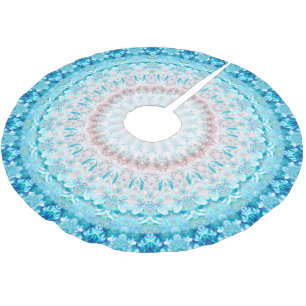 Elegant Sky Blue Crystal Mandala Brushed Polyester Tree Skirt