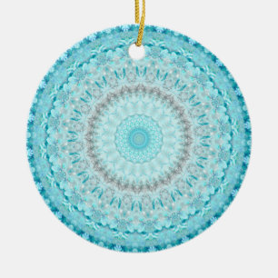 Elegant Sky Blue Crystal Mandala    Ceramic Tree Decoration