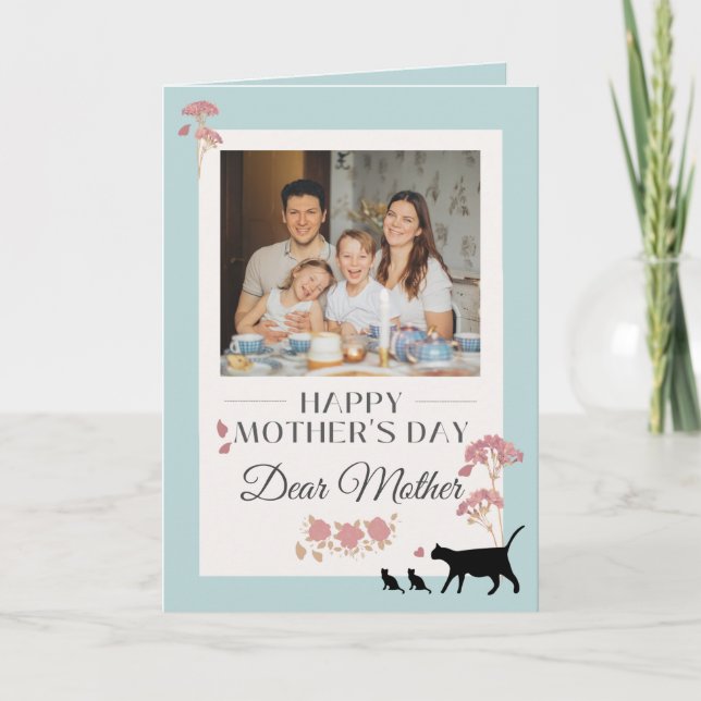 Elegant Sky Blue Happy Mother's Day Card (Front)