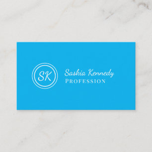 Elegant Sky Blue Script Professional Monogram Business Card