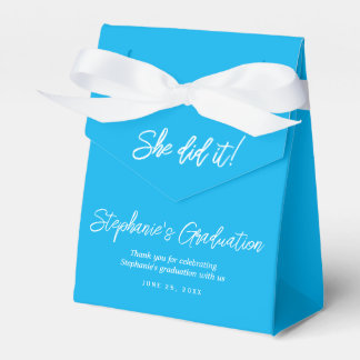 Elegant Sky Blue She Did It Graduation Party  Favour Box