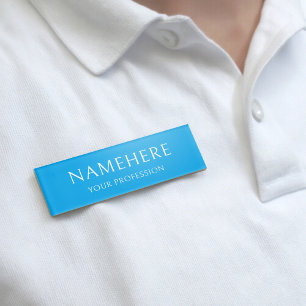 Elegant Sky Blue Simple Basic Minimalist Modern Name Tag