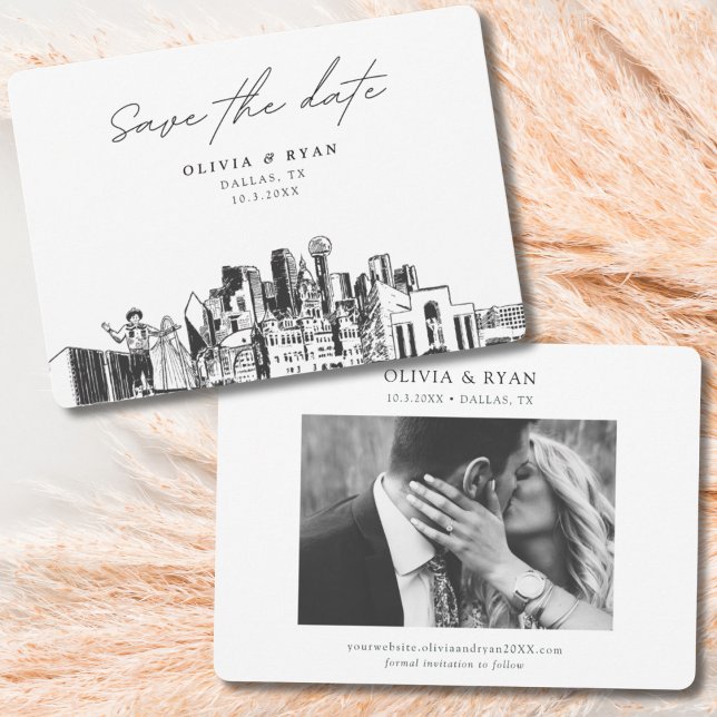 Elegant Skyline Modern Dallas Save the Date Invitation (Dallas save the date wedding invitation)