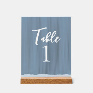 Elegant Slate Blue Painted Wedding Table Number Acrylic Sign