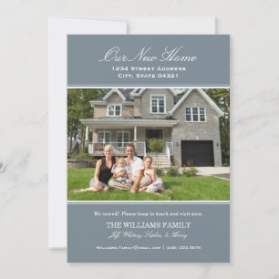 Elegant Slate Grey Our New Home Photo Moving Announcement