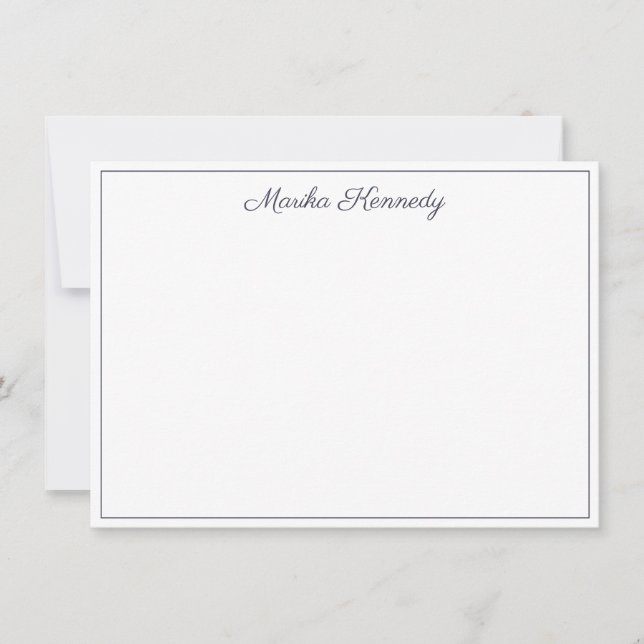 Elegant Slate Grey Script Diamond Signature Card (Front)