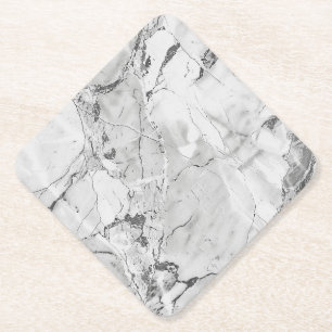 Elegant Slate Whisper Stream Marble Texture Custom Paper Coaster