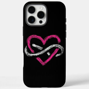 Elegant Sleek Black Infinity Noir Heart iPhone 16 Pro Max Case
