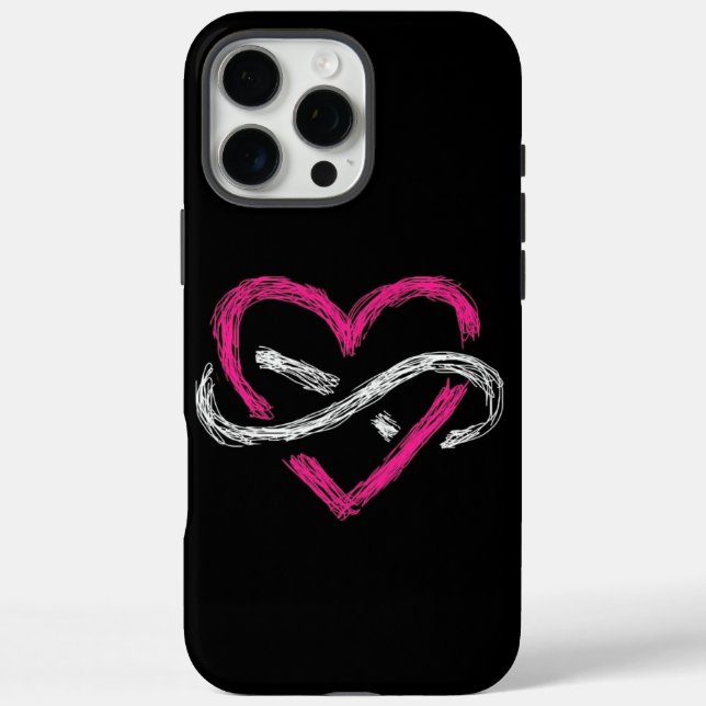 Elegant Sleek Black Infinity Noir Heart  Case-Mate iPhone Case (Back)