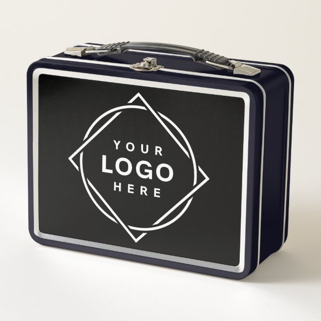 Elegant & Sleek Black QR Code Metal Lunch Box (Front)