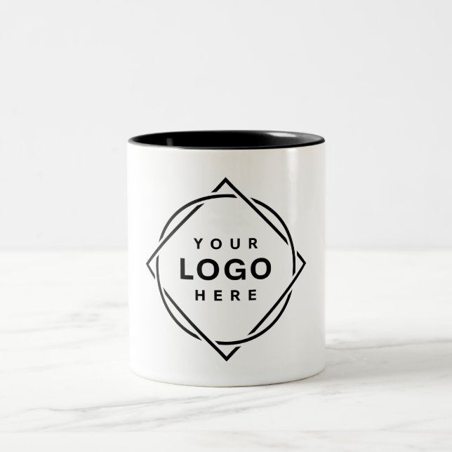 Elegant & Sleek Black QR Code Two-Tone Coffee Mug (Center)