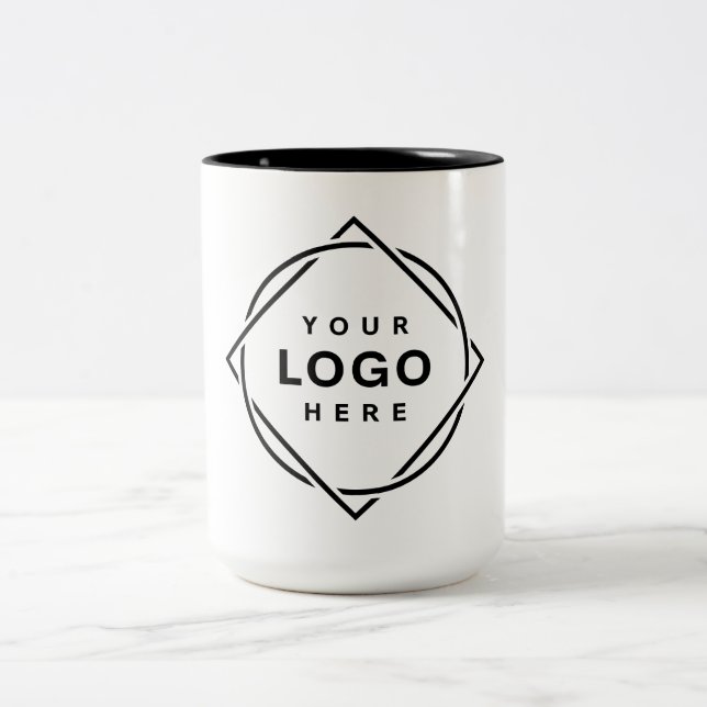 Elegant & Sleek Black QR Code Two-Tone Coffee Mug (Center)
