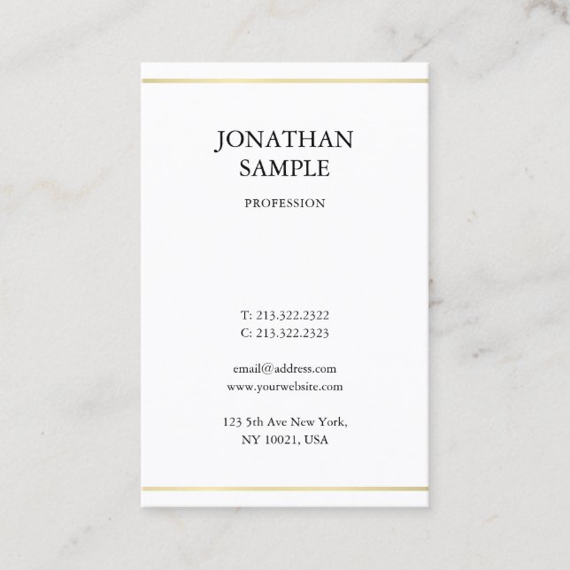 Elegant Sleek Design Modern Gold Look Trendy Plain Business Card (Front)