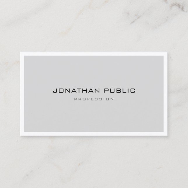 Elegant Sleek Design Modern Grey White Minimalist Business Card (Front)