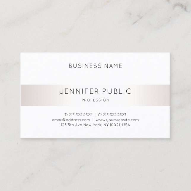 Elegant Sleek Faux Silver Plain Luxury Modern Chic Business Card (Front)