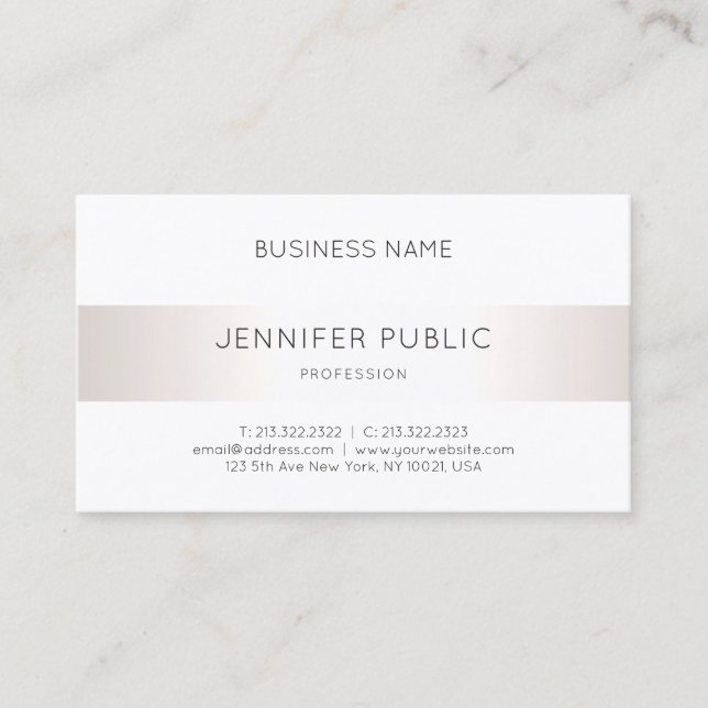 Elegant Sleek Faux Silver Professional Modern Business Card (Front)