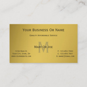 Elegant, Sleek Gold Monogrammed with Black Accents Business Card