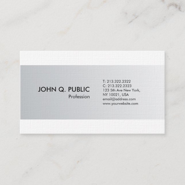 Elegant Sleek Plain Modern Professional Luxury Business Card (Front)