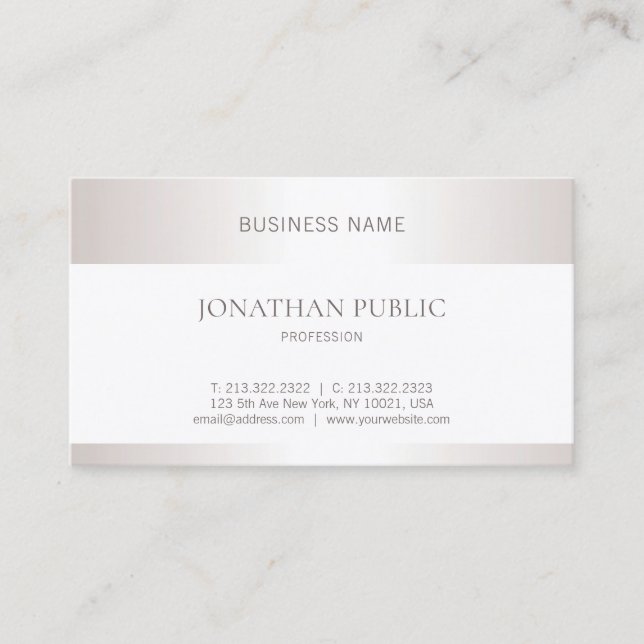 Elegant Sleek Professional Plain Design Silver Business Card (Front)