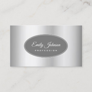 Elegant Sleek Silver Stylish Grey Circle Frame Business Card