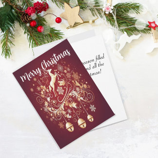 Elegant Sleigh Bell Magic Flat Holiday Card