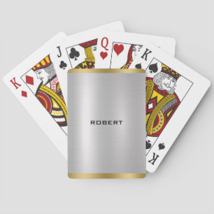 Elegant Slick Silver & Gold Metallic Texture  Playing Cards