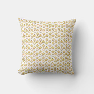 Elegant Small Golden Christmas Vectors on White Cushion