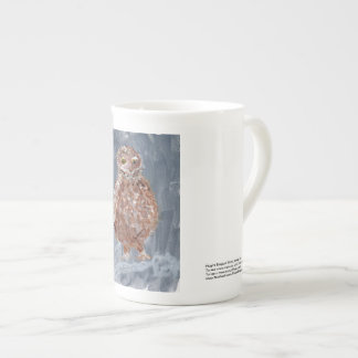 Elegant small owl with grey background mug