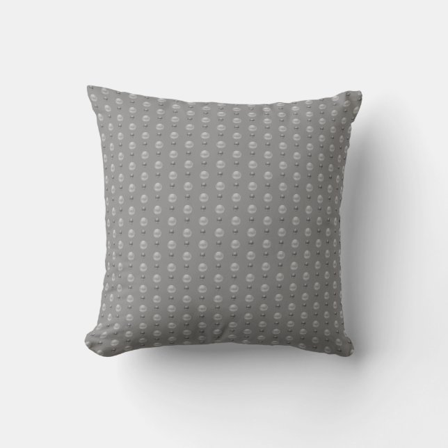 Elegant Small Silver Grey Polka Dots on Grey Cushion (Front)