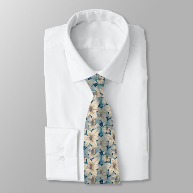 Elegant Small White Flower Floral Bouquet Pattern  Tie (Tied)