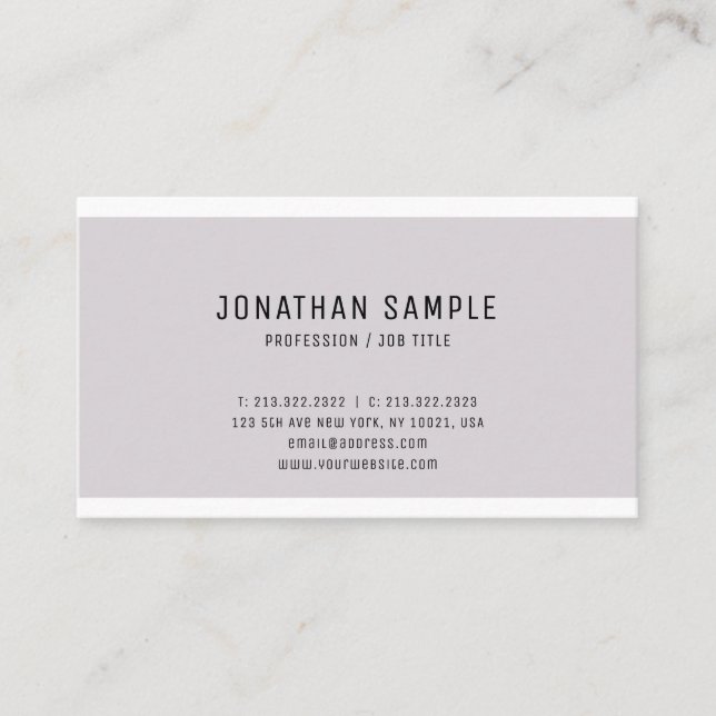 Elegant Smart Design Modern Plain Professional Business Card (Front)