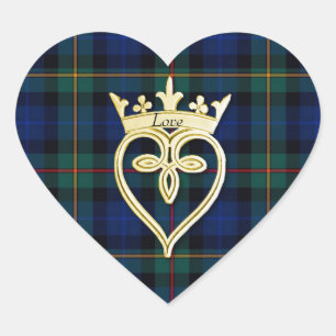 Elegant Smith Plaid Heart Wedding Sticker