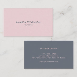 Elegant smoke blue and blush professional business card